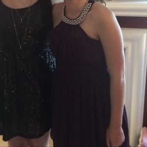 purple halter skater dress